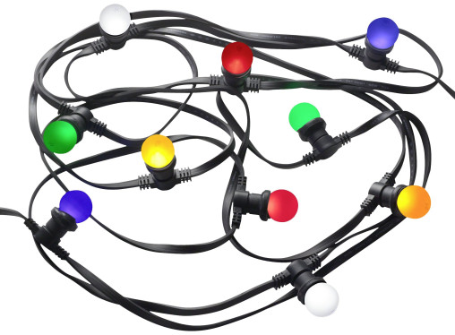 Lichtgirlanden-Set, 2 x 7.5m mit farbigen Glühbirnen
